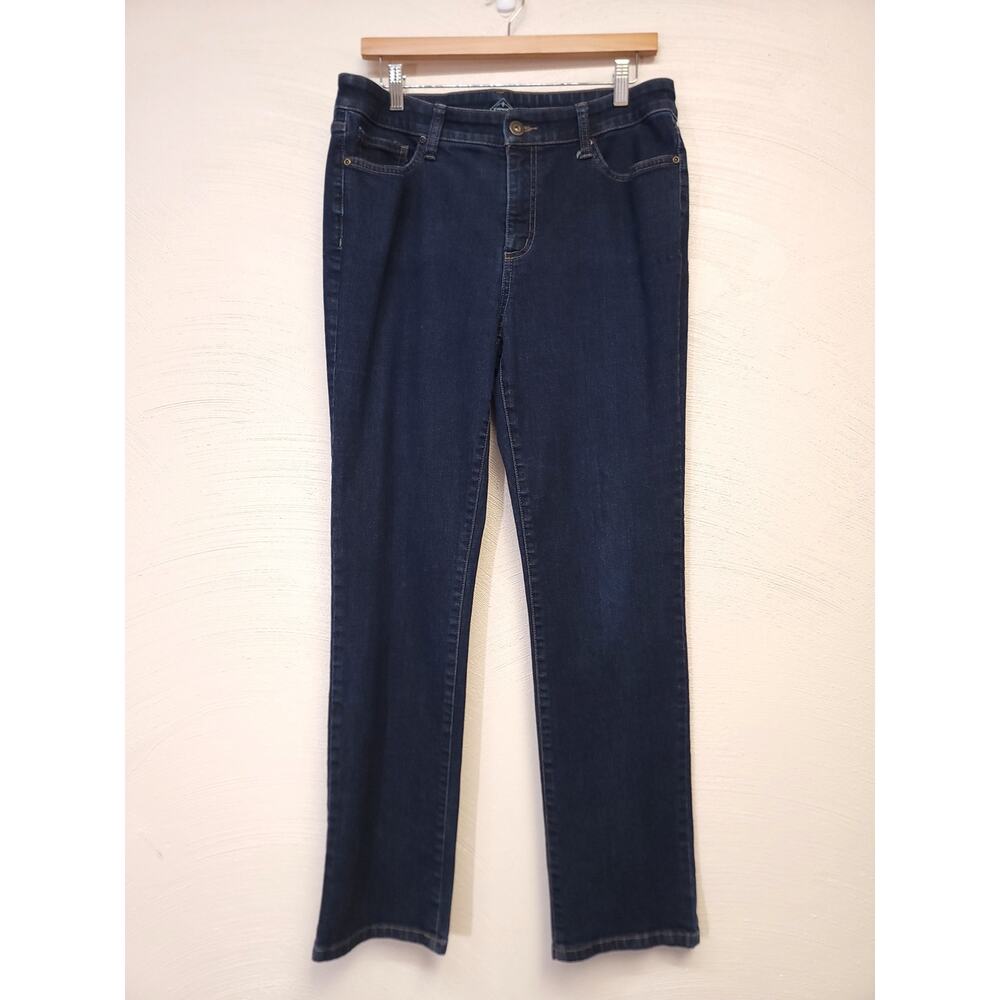 St. Johns Bay Jeans Womens Size 12 Strait Leg Dark Wash Denim Blue Jean Pants